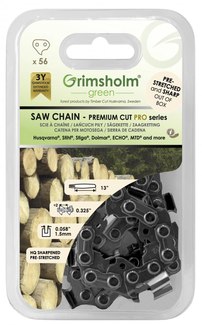 Grimsholm 13" 56dl .325" 1.5mm Premium Cut Pro Motorsågskedja 3 Grimsholm 13" 56dl .325" 1.5mm Premium Cut Pro Motorsågskedja