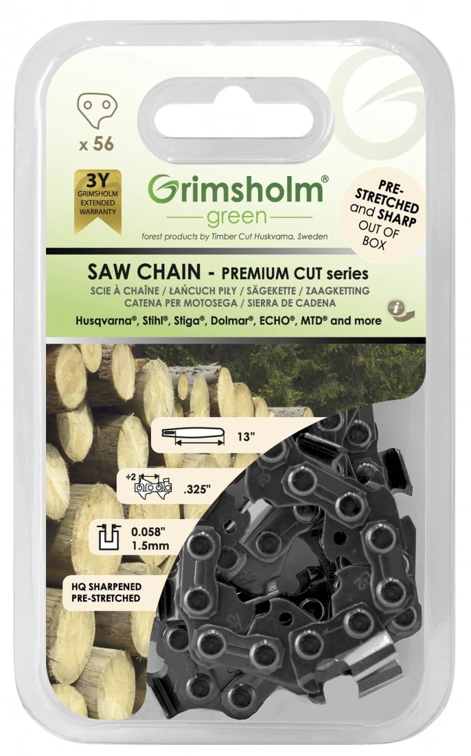 Grimsholm 13" 56dl .325" 1.5mm Premium Cut Motorsågskedja 3 Grimsholm 13" 56dl .325" 1.5mm Premium Cut Motorsågskedja